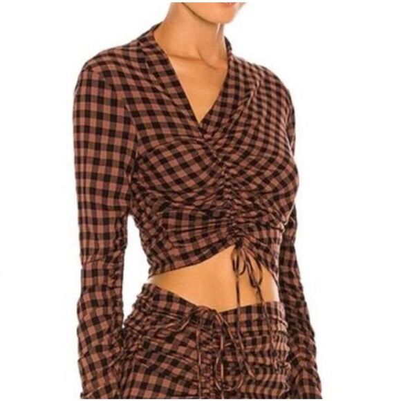 Revolve A.L.C. Oryn Top in Black and Brandy Brown Size 0 NWT $375 Retail - Picture 1 of 8